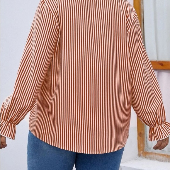 Shein  pink striped 3XL top with puff sleeve - Picture 5 of 8